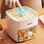Easy Press Ice Cubes Bucket With Tong - White - Image 5