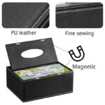 Rectangular Tissue Box Cover with Remote Control Holder – Black - Image 6