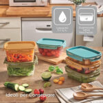 Set 3 Pieces Snipslock Containers-Square 1,2L Mix Colours - Image 2