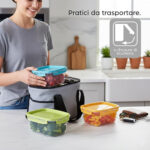 Set 3 Pieces Snipslock Containers-Square 1,2L Mix Colours - Image 4
