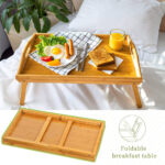 Bed Tray with Folding Legs & Carrying Handles - Bamboo - Image 2