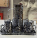 Hammered Elegance Glass Jug Set with 6 Glasses – Modern Textured Design - Image 3