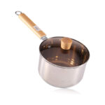 Super Stainless Steel Thickened Sauce Pan with Wooden Handle – 18 cm