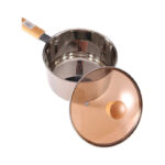 Super Stainless Steel Thickened Sauce Pan with Wooden Handle – 16 cm - Image 2