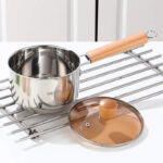 Super Stainless Steel Thickened Sauce Pan with Wooden Handle – 16 cm - Image 4