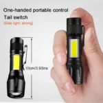 Rechargeable Mini Torch Metal Cob Led Flashlight - Image 3