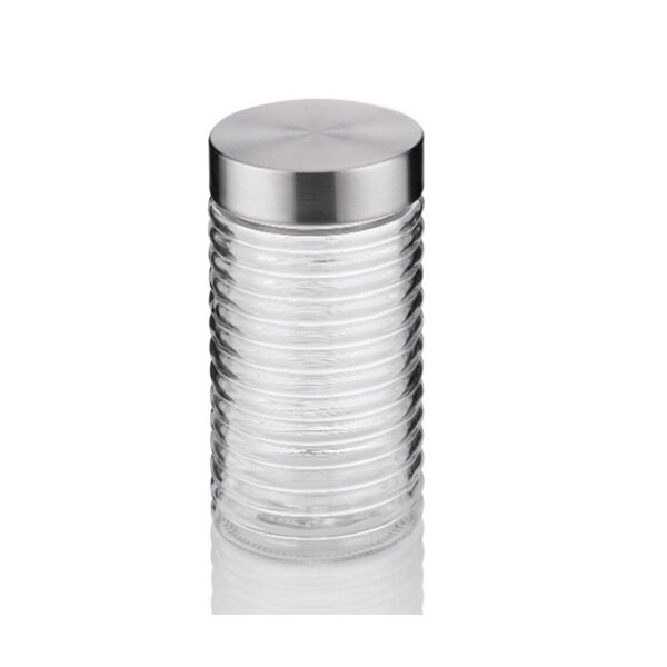 Glass & Stainless Steel Storage Jar – ( 16 × 9 cm )
