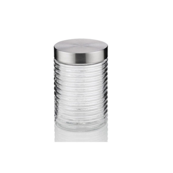 Glass & Stainless Steel Storage Jar – ( 12 × 9 cm )