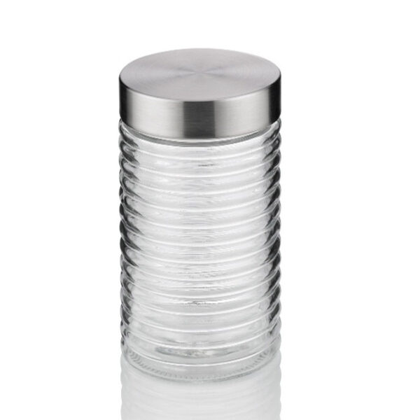 Glass & Stainless Steel Storage Jar – 1.2L ( 20 × 9 cm )