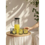 Hammered Elegance Glass Jug Set with 6 Glasses – Modern Textured Design - Image 4