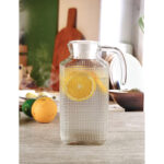Textured Glass Pitcher with Lid Rectangular Pattern Design - 1500 ml - Image 4