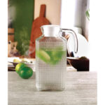Textured Glass Pitcher with Lid Rectangular Pattern Design - 1500 ml - Image 3