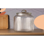 Transparent  Airtight  Fluted Glass Jar –  ( 10 × 9 cm ) - Image 3