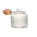 Transparent  Airtight  Fluted Glass Jar –  ( 10 × 9 cm )
