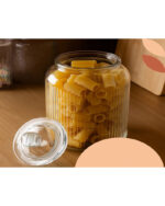 Transparent  Airtight  Fluted Glass Jar –  ( 13 × 9 cm ) - Image 2