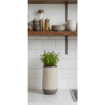 Modern Ribbed Round Plastic Planter ( Ø 30 × H 80 cm ) - Image 2