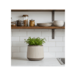 Modern Ribbed Round Plastic Planter ( Ø 26 × H 28 cm ) - Image 2