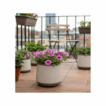 Modern Ribbed Round Plastic Planter ( Ø 26 × H 28 cm ) - Image 3