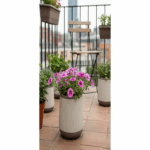 Modern Ribbed Round Plastic Planter ( Ø 30 × H 80 cm ) - Image 3