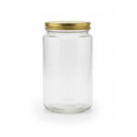Tall Glass Cylinder Jar with Golden Lid – 15 cm (H) × 7.5 cm (D)