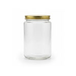 Tall Glass Cylinder Jar with Golden Lid – 12.5 cm (H) × 7.5 cm (D)