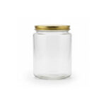 Glass Cylinder Jar with Golden Lid – 10 cm (H) × 6.5 cm (D)