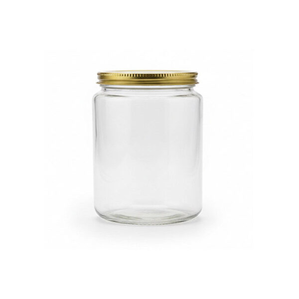 Glass Cylinder Jar with Golden Lid – 10 cm (H) × 6.5 cm (D)