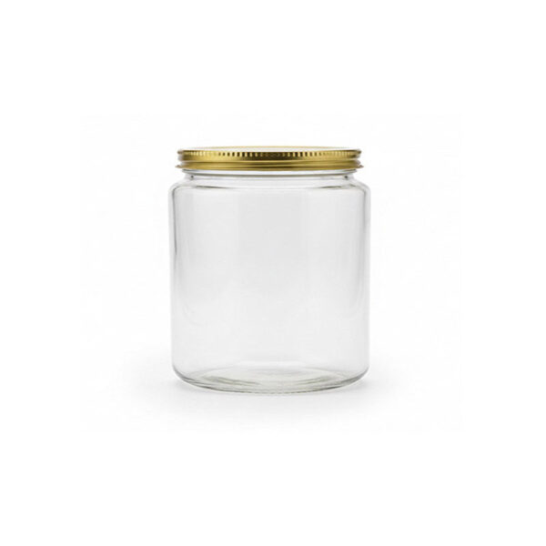 Glass Cylinder Jar with Golden Lid – 09 cm (H) × 5.5 cm (D)