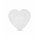 Heart-Shaped White Paper Doilies 100 Pc 10 cm - White