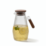 Premium Glass Jug with Wooden Lid And Handle Kettle - 1800 ml