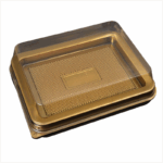 Rectangular Cake And Pastry Display Box Gold Base with Clear Transparent Lid - 8 cm - Image 2