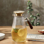 Premium Glass Jug with Wooden Lid And Handle Kettle - 1800 ml - Image 3