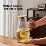 Premium Glass Jug with Wooden Lid And Handle Kettle - 1800 ml - Image 2