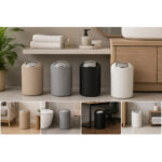 Modern Swing Lid Bathroom Trash Bin