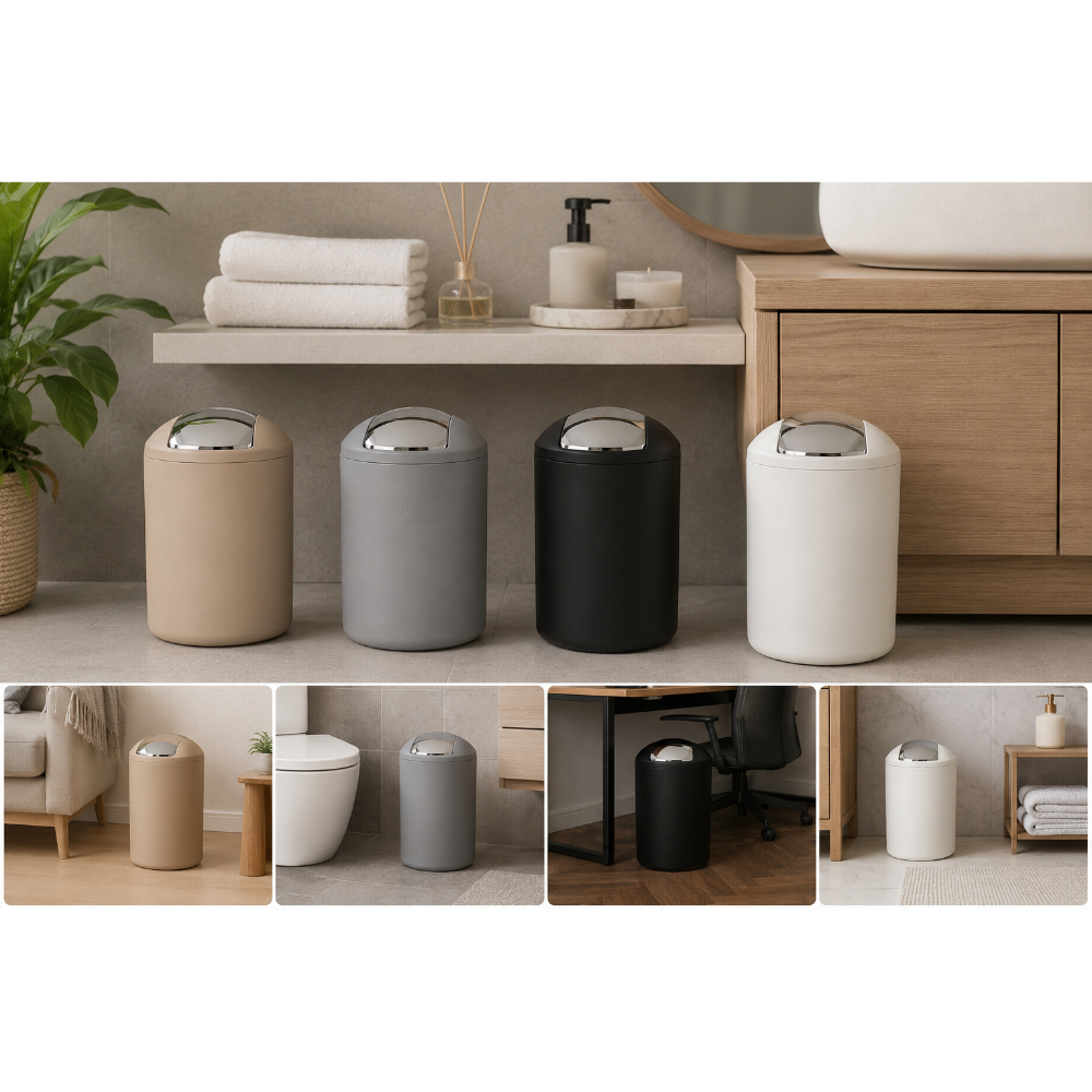 OSM-856-10 Modern Swing Lid Bathroom Trash Bin - Image 1