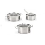 6 Pcs Cookware Set with Glass Lids  Stainless Steel  –  Silver - Image 2