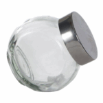 Elegant And Light weight Food Storage Container Round Glass Candy Jar