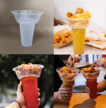 Disposable Plastic Snack Bowl+Glass  600 ml  Set of 5 - Transparent - Image 2