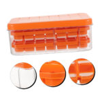Silicone Ice Cube Tray with Lid And Storage Bin – Orange / Green - Image 2