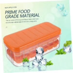 Silicone Ice Cube Tray with Lid And Storage Bin – Orange / Green - Image 3