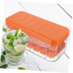 Silicone Ice Cube Tray with Lid And Storage Bin – Orange / Green - Image 5