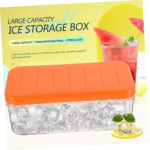 Silicone Ice Cube Tray with Lid And Storage Bin – Orange / Green - Image 4