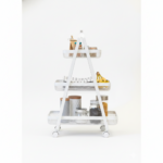 3-Tier Multiple Storage Trolley With Wooden Handle White