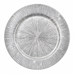 Plastic Plate With Engraved Sparking Lines Silver