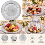 Plastic Plate With Engraved Sparking Lines Silver - Image 2