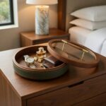 Elegant Round Wooden Box with Glass Lid - Image 3