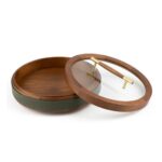 Elegant Round Wooden Box with Glass Lid