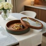 Elegant Round Wooden Box with Glass Lid - Image 2