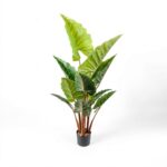 Artificial Elephant Ear Tropical Plant Realistic Red-Veined Foliage