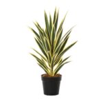 Artificial Variegated Yucca Plant Yellow-Edge Leaves with Pot (Plastic)
